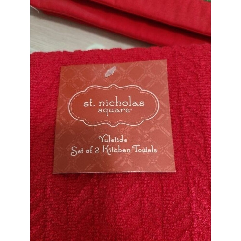 St. Nicholas Sq Christmas Placemats Towels Set Snowman Warm Wishes Holiday Decor - Picture 3 of 5